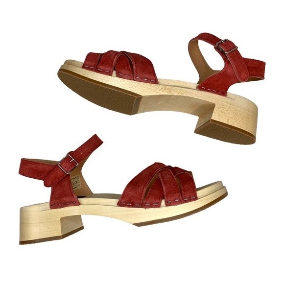 NWT Swedish Hasbeens New Braided Sandals 39 / 9 Rost Rust Suede Leather - Picture 4 of 11